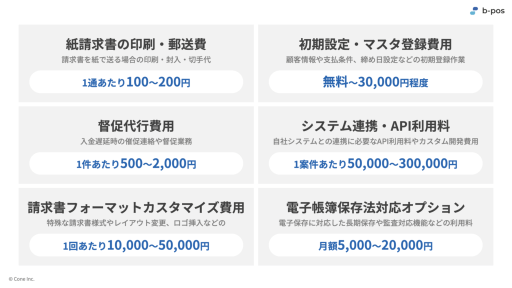 月額や受領課金以外に発生する費用一覧