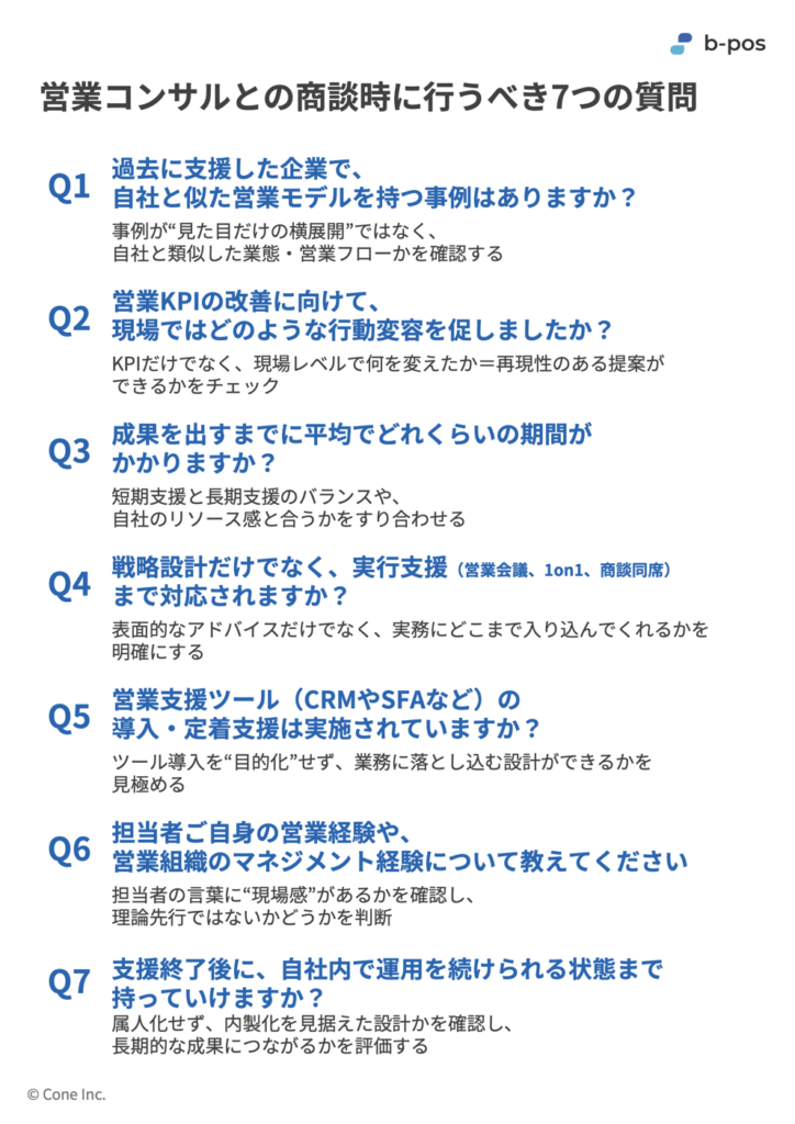 営業コンサルとの商談時に行うべき7つの質問